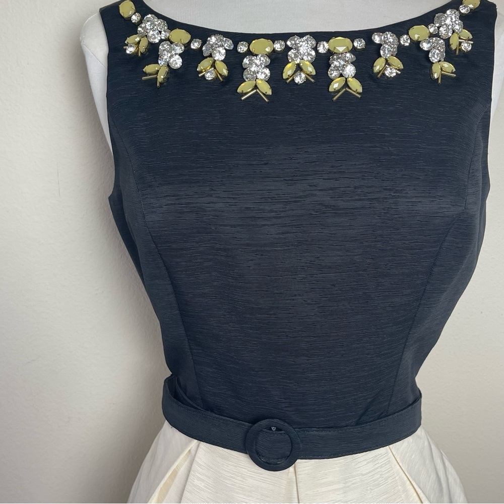Eliza J Embellished Neckline Dress | Black & Ivory Knee Length Tulip Skirt | 4 - Picture 6 of 17